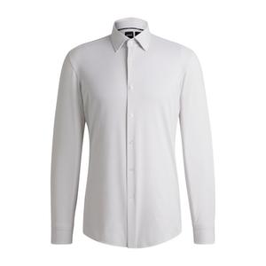 Рубашка облегающего кроя из микроструктурированного эластичного трикотажа BOSS, светло-бежевый