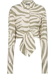 Balmain animal-print tie-waist shirt, нейтральный цвет