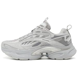 Женские кроссовки с низким верхом и массивной подошвой, устойчивые к сухому истиранию, увеличивающие рост, серо-серебристые QIAODAN, Snow Gray/Silver