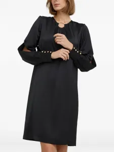 Платье миди с цепочкой на воротнике и пуговицами на манжетах NISSA, черный
