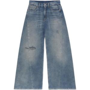 Джинсы с эффектом поношенности MM6 Maison Margiela, серо-голубой