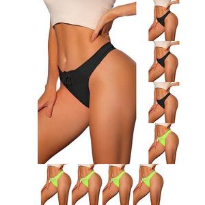 9 пар женских бикини-стрингов с низкой посадкой из сатина и эластичного кружева Inspire Chic, Black Bright Green
