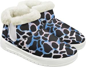 Женские тапочки-сапожки с плюшевой подкладкой, мемори-фоам, для дома и улицы, зимние сапожки, уютные, с противоскользящей подошвой, ботильоны Chririnla, Artistic Cow Print