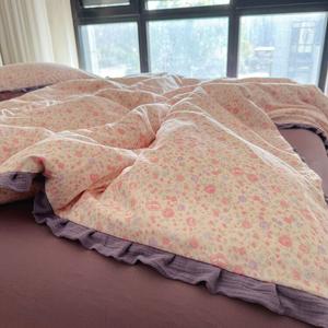 LUOLAI HOME Комплект постельного белья 1,2 м, 3 предмета, пододеяльник 150×200 см, цветочная кайма