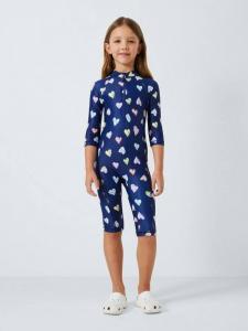 Детский купальник Sunpro с принтом в виде сердечек и животных John Lewis, Navy