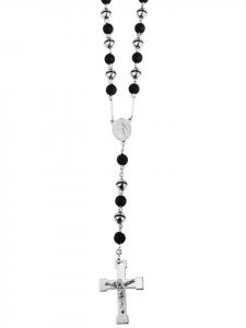 Adeliás Женское колье - четки из нержавеющей стали, 80 см, черного цвета