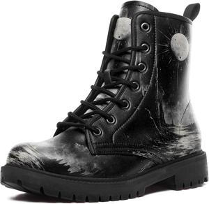 Женские ботильоны Sun Moon с принтом, мужские небесные боевые ботинки, готические бохо, зимняя уличная обувь для походов AWSOLE, Black/Grey/White