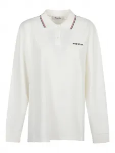 Рубашка поло с вышитым логотипом Miu Miu, белый