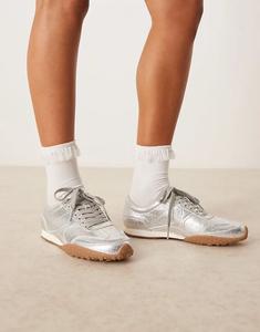 Кроссовки ASOS DESIGN Dive со шнуровкой серебристого цвета