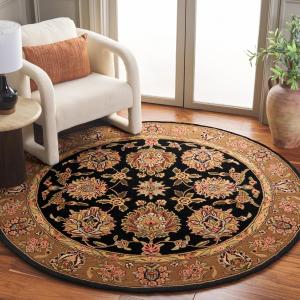 Ковер SAFAVIEH, 183 x 183 см, Traditions Collection Black / Gold TD606B ручной работы восточный премиум шерстяной