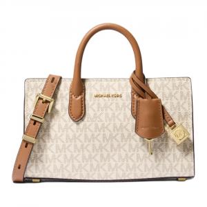 Кожаная сумка через плечо, кросс-боди, женская сумка ванильно-белый и желудево-коричневый MICHAEL KORS