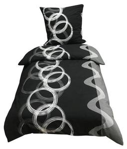 Комплект постельного белья One-Home Kreise grau schwarz 135x200cm, 135x4x200 см, серый