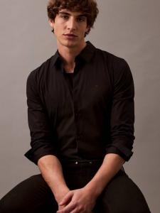 Рубашка из хлопковой смеси с монограммой Calvin Klein, Black