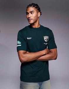 Футболка с логотипом Motorsport темно-зеленого цвета River Island