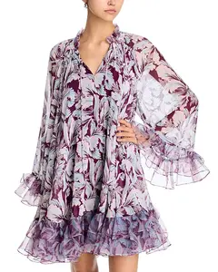 Мини-Платье с разноцветными тюльпанами Cinq À Sept, фиолетовый