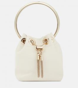 Сумка-ведро Bon Bon из кожи Micro Jimmy Choo, белый