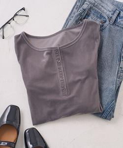 Футболка-поло из велюрового трикотажа с воротником-хенли, размер 25AW Freak'S Store, цвет Light Gray