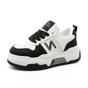 Низкие женские кроссовки QITUMAUL, Beige Black[Platform Height Increasing 4.5Cm]