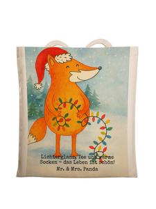 Mr. & Mrs. Panda Сумка-шоппер с рождественским дизайном в виде лисы и надписью белого цвета
