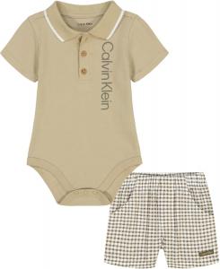 Комплект из двух поло-шорт Calvin Klein для мальчиков, White Pepper/Plaid
