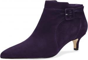 Женские ботильоны FYS классические с заостренным носком и низким каблуком, удобные короткие ботинки с пряжкой, молния сбоку, осенние туфли, размеры 4-16 США, Purple