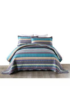 Комплект из 3 стеганых покрывал в богемном стиле в стиле бохо B011 — королева MarCielo, синий