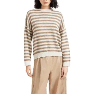 Полосатый свитер Brunello Cucinelli, серовато-бежевый