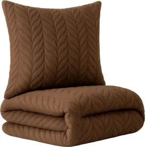 Постельное белье 155x220 см, коричневый зимний плюш, дамасский, премиум-кашемир, тисненый узор с цветами, на молнии, очень теплое и пушистое leonado vicenti