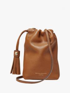 Hudson Small Grain Milled Pebble Leather сумка через плечо с кулиской Aspinal of London, Tan