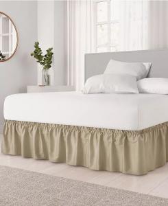 Эластичная юбка с рюшами вокруг кровати высотой 12 дюймов CGK Unlimited, бежевый