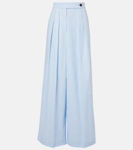 Хлопковые брюки широкого кроя Dries Van Noten, светло-синий