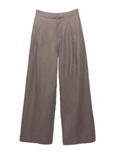 Широкие брюки со складками спереди Pull&Bear, серо-коричневый