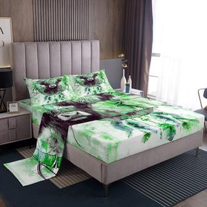 Erosebridal Комплект постельного белья Highland Cow с принтом для детей в стиле трибл и омбре, зеленый, Green