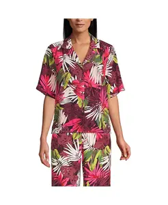 Женская рубашка для кемпинга с коротким рукавом из вискозы Lands' End, красный