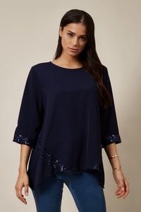 Черный оверсайз-топ с пайетками HOXTON GAL, черный