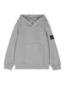 Stone Island Junior толстовка с капюшоном из хлопка с изображением компаса, серый