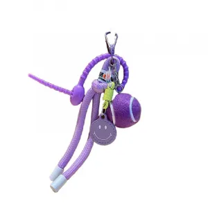 Разноцветный брелок для ключей Smiley Face Tennis в виде плюшевой куклы, высота 12см Jinnew, фиолетовый