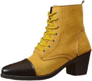 Женские большие осенне-зимние короткие ботинки на массивной платформе с шнуровкой, противоскользящие и прочные, стильные и универсальные. FmShi, Yellow