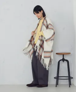 Клетчатая накидка-пончо Mono Comme Ca, цвет Off-White