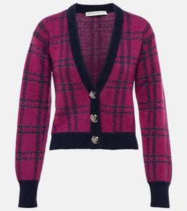 Клетчатый жаккардовый кардиган Alessandra Rich, Cyclamen-Blue