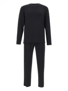 Пижамный комплект в полоску с логотипом Emporio Armani, черный