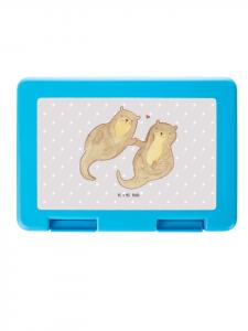 Mr. & Mrs. Panda Бенто-бокс, лапки выдры, держащие надпись «Нет слов» в серо-пастельных тонах