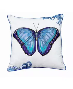 Декоративная подушка с яркой синей бабочкой для декора интерьера и улицы Rightside Designs, blue