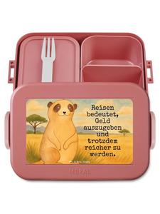 Mr. & Mrs. Panda Дизайн бенто-бокса с изображением суриката и надписью пастельно-красного цвета