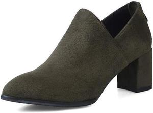 Женские ботильоны MIOKE с заостренным носком, полуботинки до щиколотки, замшевые, с V-образным вырезом, молнией, массивным средним каблуком, элегантные короткие сапожки, Army Green