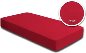 Простыня на резинке для детской кроватки, красная, 60 х 120 см - 70 х 140 см, трикотажный хлопок One-Home