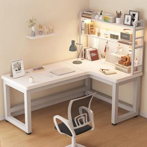 Угловой компьютерный стол Shukeyijia L-образный игровой стол 120x80 см, кремово-белый, правая ориентация, без полок