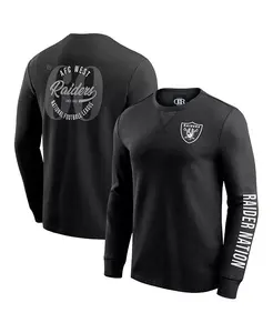 Мужская черная футболка с длинным рукавом Las Vegas Raiders в стиле вафельной вязки Fanatics