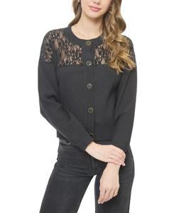 Женский вязаный свитер Stella Lace X Knit Twofer Central Park West, Black