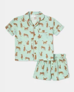 Детская пижама с короткими рукавами на пуговицах Cotton Juice, зеленый